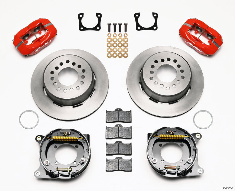 Wilwood Forged Dynalite P/S Park Brake Kit Red Chevy 12 Bolt-Spec 3.15in Bearing Big Brake Kits Wilwood