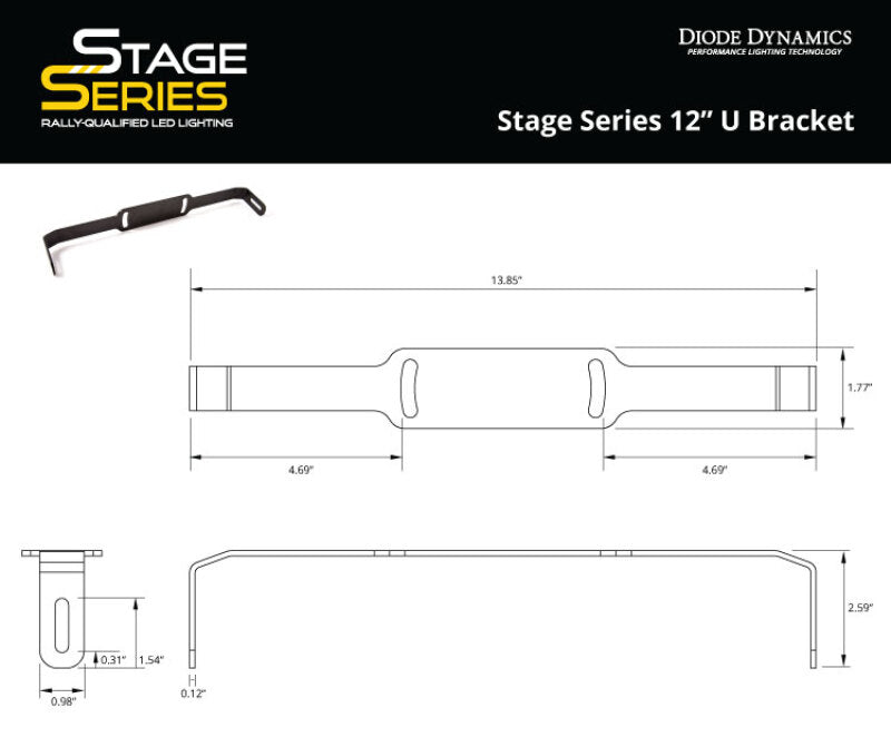 Diode Dynamics Stage Series 12 In U Bracket (Single) Light Bars & Cubes Diode Dynamics