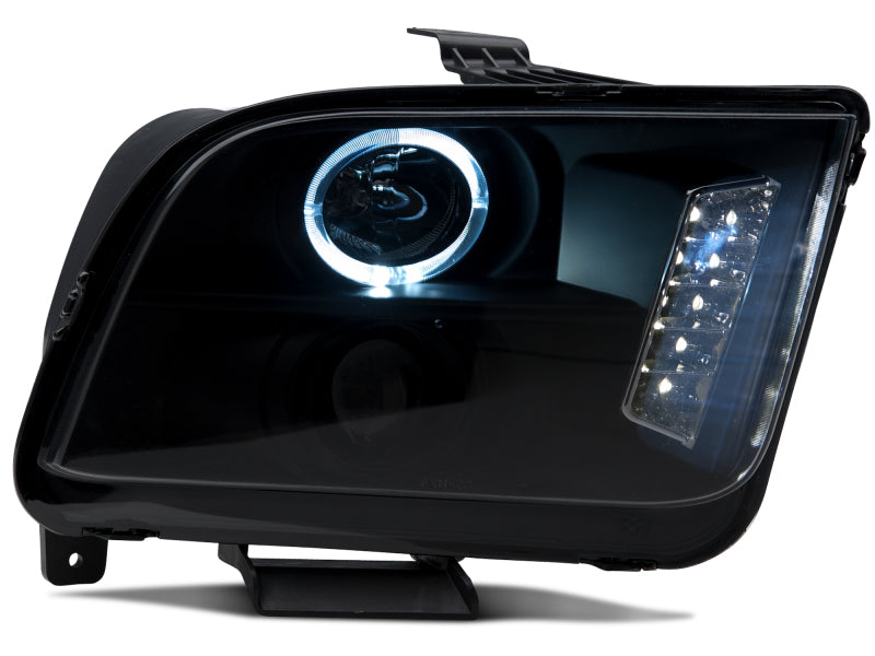 Raxiom 05-09 Ford Mustang w/ Halogen LED Halo Prjctr Headlights-Blk Hsng(Smoked Lens Exclude GT500) Headlights Raxiom