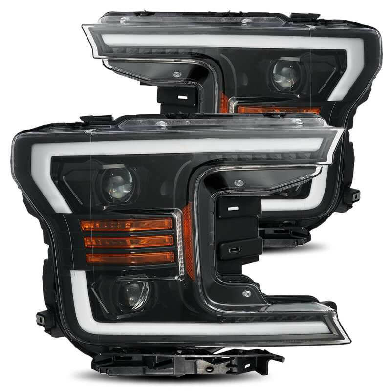 AlphaRex 18-19 Ford F-150 PRO-Series Proj Headlights Plank Style Gloss Blk w/Activ Light/Seq Signal Headlights AlphaRex