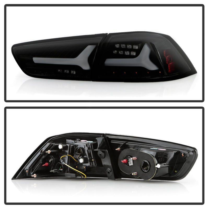 Spyder Mitsubishi Lancer/Evolution X 08-14 V2 LED Tail Lights - Black Smoke ALT-YD-ML08V2-SEQ-BSM Tail Lights SPYDER