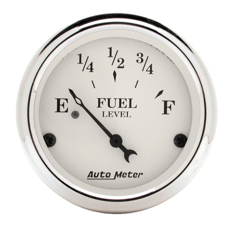 AutoMeter Gauge Fuel Level 2-1/16in. 240 Ohm(e) to 33 Ohm(f) Elec Old Tyme White Gauges AutoMeter