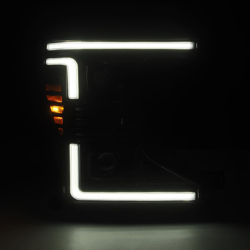 AlphaRex 20-22 Ford F-250/350/450 SD LUXX-Series LED Proj Headlights Alpha-Bk w/Acv Light SS & SBDRL Headlights AlphaRex