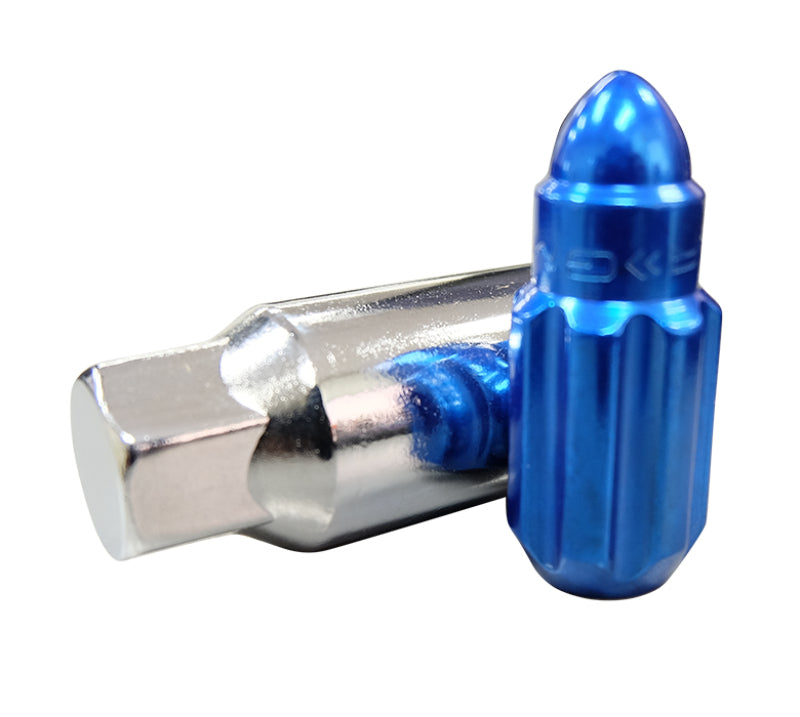 NRG 500 Series M12 X 1.5 Bullet Shape Steel Lug Nut Set - 21 Pc w/Lock Key - Blue Lug Nuts NRG