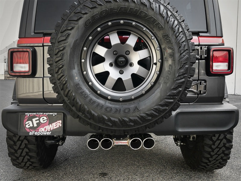 aFe Rebel Series 2.5in. 304 SS C/B Exhaust System 2018 Jeep Wrangler (JL) V6-3.6L - Polished Tip Catback aFe