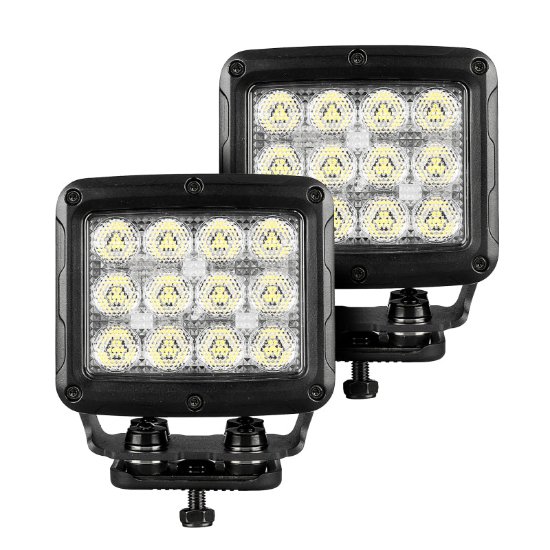 Go Rhino Xplor Bright Series Rectangle SingleLED Spot Light Kit (Surface Mount) 5in. - Blk (Pair) Light Bars & Cubes Go Rhino