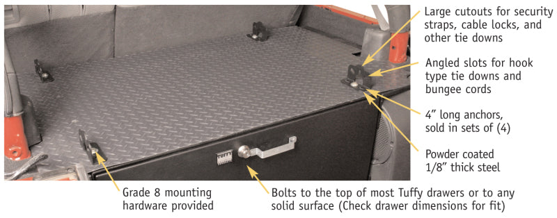 Tuffy Modular Gear Anchors (4 Anchors) 4In Long Each Cargo Boxes & Bags Tuffy Products