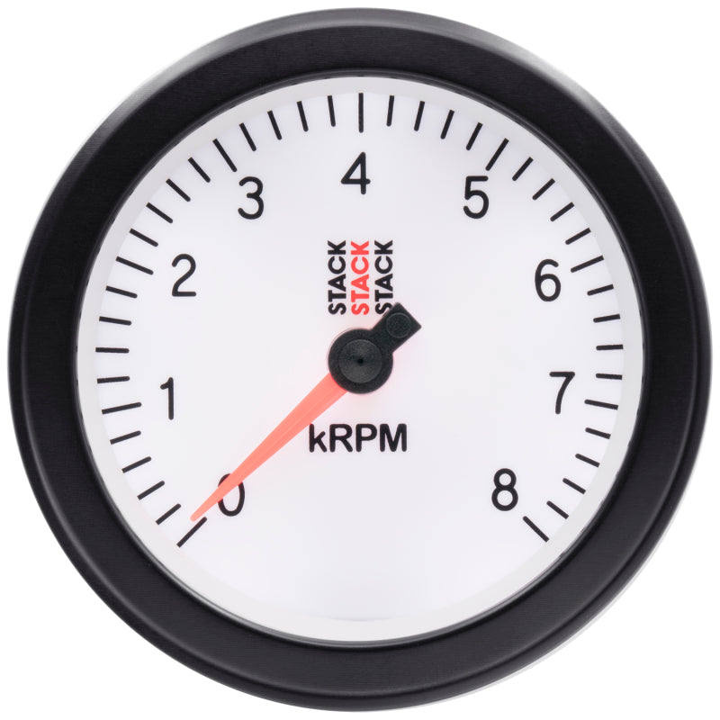 Autometer Stack Sport 88mm 0-8K RPM Tachometer - White Gauges AutoMeter