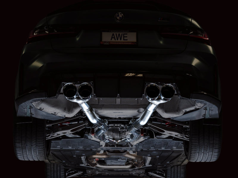 AWE Tuning Track Edition Cat-Back Exhaust for BMW G8X M3/M4 - Chrome Silver Tips Catback AWE Tuning