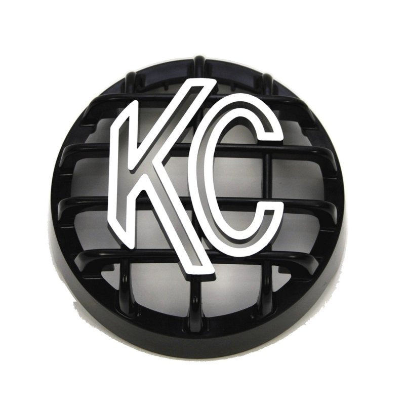 KC HiLiTES 4in. Round ABS Stone Guard for Rally 400 (Single) - Black w/White KC Logo Light Covers and Guards KC HiLiTES