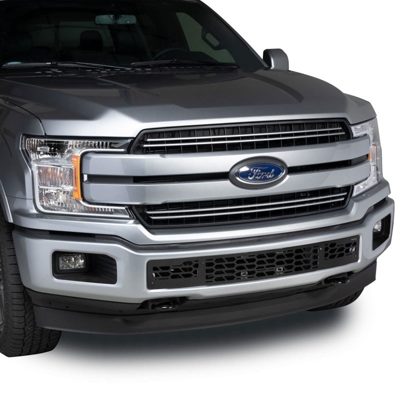 Putco 11-14 Ford F-150 - EcoBoost Bumper Grille Inserts - Black SS Punch w/ 10in Luminix Light Bar Grilles Putco