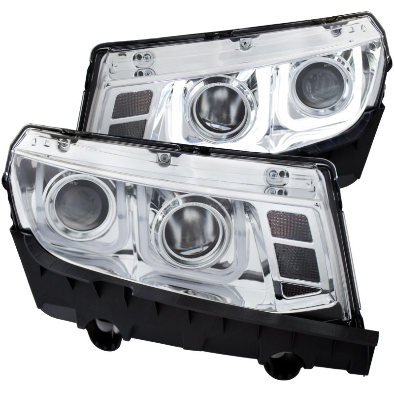 ANZO 2014-2015 Chevrolet Camaro Projector Headlights w/ U-Bar Chrome Headlights ANZO