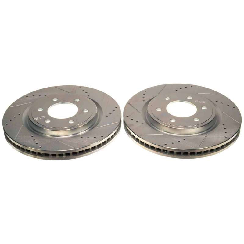 Power Stop 21-22 Ford F-150 Front Drilled & Slotted Rotor (Pair) Brake Rotors - Slot & Drilled PowerStop