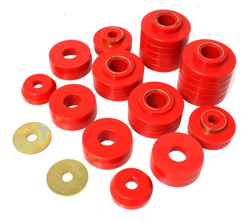 Energy Suspension 80-98 Ford F250/F350 / 80-92 Ford F100/F150 / 85-98 Ford F450 Red Body Mount Set Bushing Kits Energy Suspension
