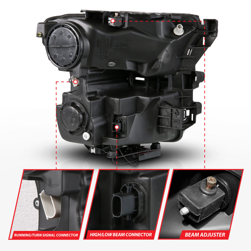 ANZO 15-17 Ford F-150 (Factory Halogen Model ONLY) Full LED Proj Headlights Init/SeqSig Black- Pair Headlights ANZO