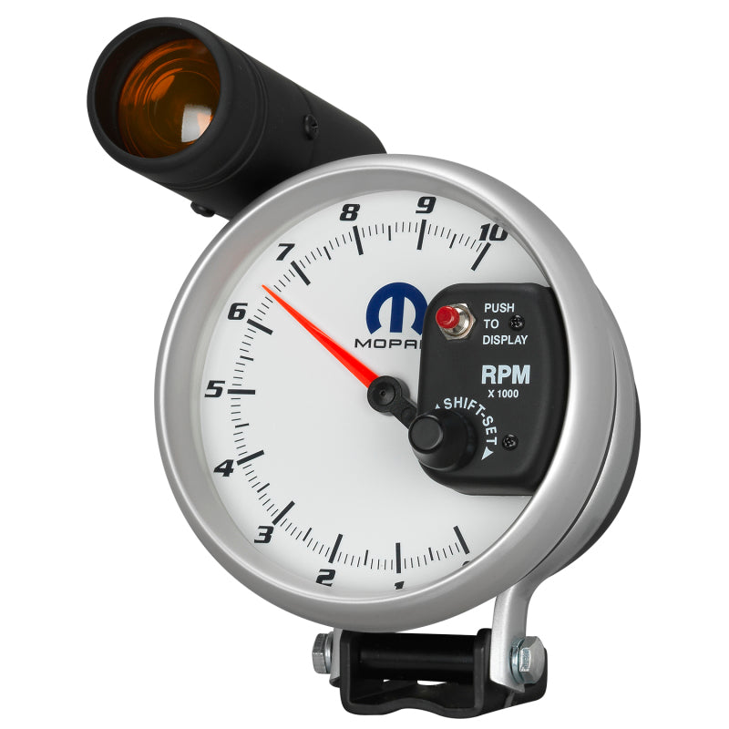 Autometer Mopar 5in / 10k RPM / Pedestal Mount White Tachometer w/ Shift Light Gauges AutoMeter