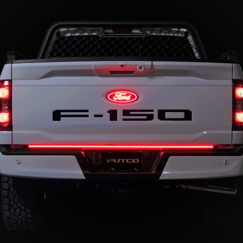 Putco 2024+ Ford F150 w/Factory LED Tail Light & OBS 60in Freedom Blade Tailgate Light Bar Light Tailgate Bar Putco
