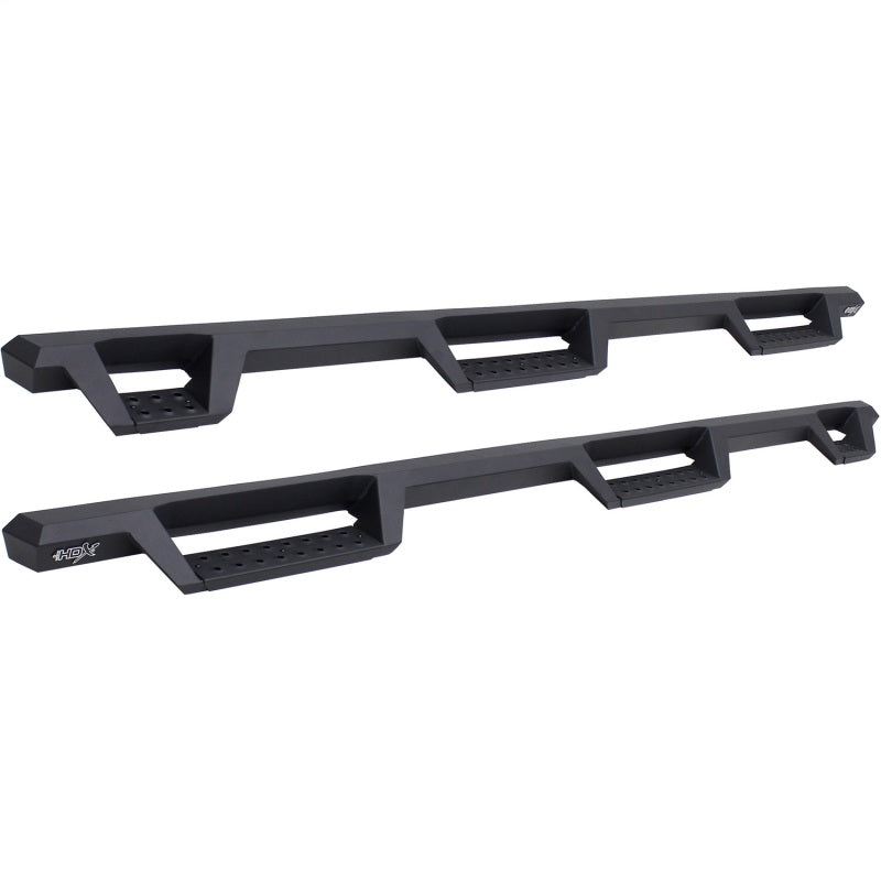 Westin 99-16 Ford F-250/350/450/550 CC (6.75ft Bed) HDX Drop Whl to Whl Nerf Step Bars - Text Blk Nerf Bars Westin