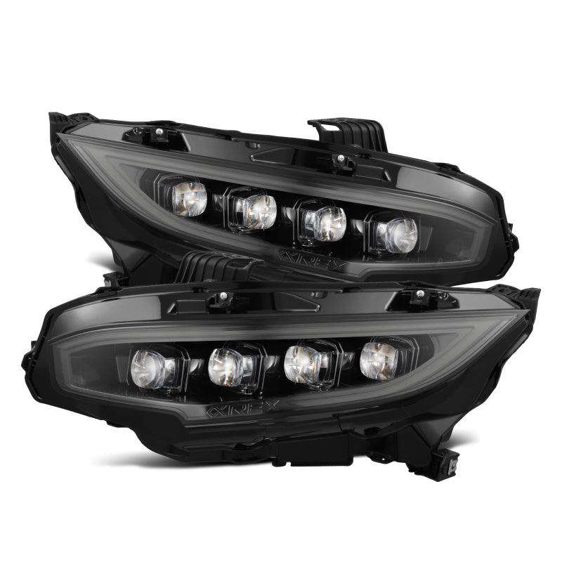 AlphaRex 16-21 Honda Civic NOVA-Series LED Proj Headlights Alpha-Black w/Actv Lgt & Seq.Sig / SB DRL Headlights AlphaRex