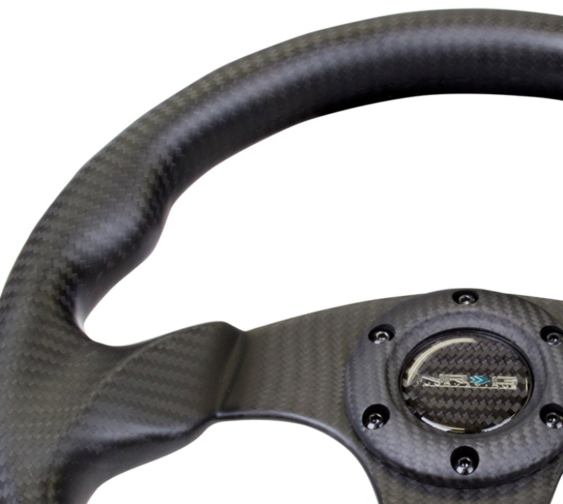 NRG Carbon Fiber Steering Wheel (320mm) Flat Bottom Matte Black Carbon Steering Wheels NRG