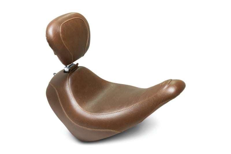 Mustang 18-21 Harley Low Rider, Sport Glide Wide Tripper Solo Seat w/Driver Backrest - Brown Solo Motorcycle Seats Mustang Motorcycle