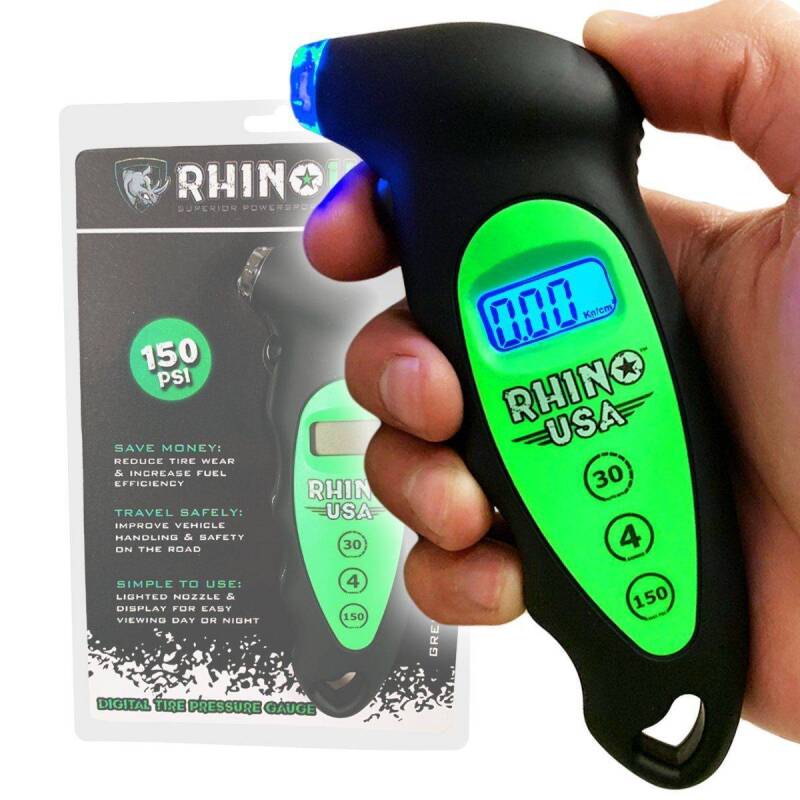 Rhino USA Digital Tire Pressure Gauge 150 Psi (Green) Gauges Rhino USA