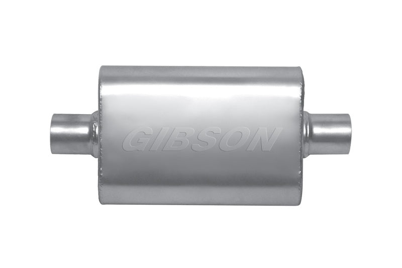 Gibson MWA Superflow Center/Center Oval Muffler - 4x9x14in/2.25in Inlet/2.25in Outlet - Stainless Muffler Gibson
