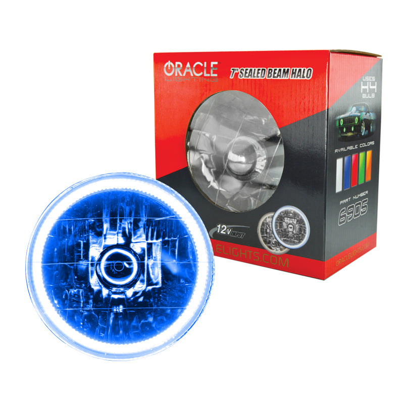 Oracle Pre-Installed Lights 7 IN. Sealed Beam - Blue Halo Headlights ORACLE Lighting