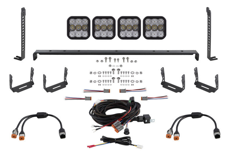 Diode Dynamics 14-23 Toyota 4Runner SS5 Stealth Grille LED 4-Pod Kit - Pro White Combo Light Accessories and Wiring Diode Dynamics