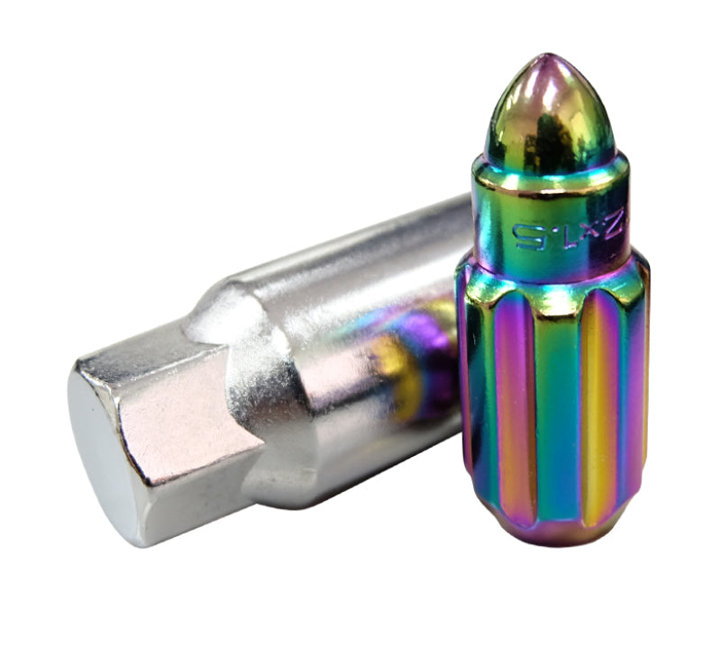 NRG 500 Series M12 X 1.5 Bullet Shape Steel Lug Nut Set - 21 Pc w/Lock Key - Neochrome Lug Nuts NRG