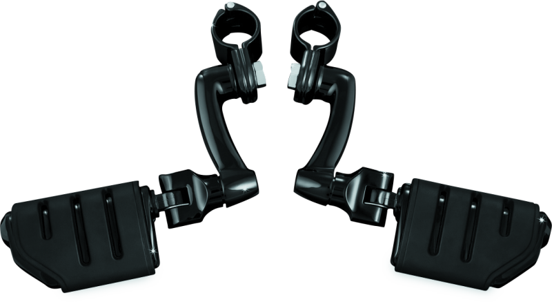 Kuryakyn Longhorn Trident Dually Offset Highway Pegs 1-1/4 in Clamp Black Footpegs Kuryakyn