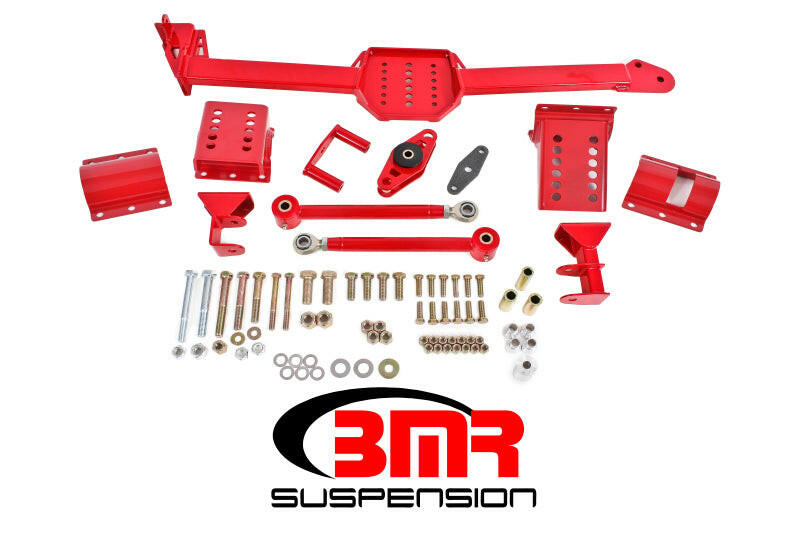 BMR 05-14 S197 Mustang Body Mount Watts Link Rod End/Poly w/ Adj. Axle Clamps - Red Diff Braces BMR Suspension