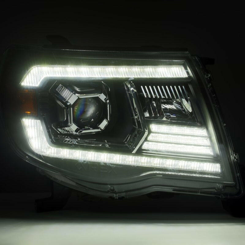 AlphaRex 05-11 Toyota Tacoma PRO-Series Projector Headlights Plank Style Design Alpha Black w/DRL Headlights AlphaRex