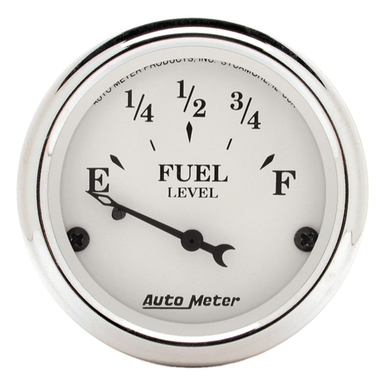 AutoMeter Gauge Fuel Level 2-1/16in. 73 Ohm(e) to 10 Ohm(f) Elec Old Tyme White Gauges AutoMeter