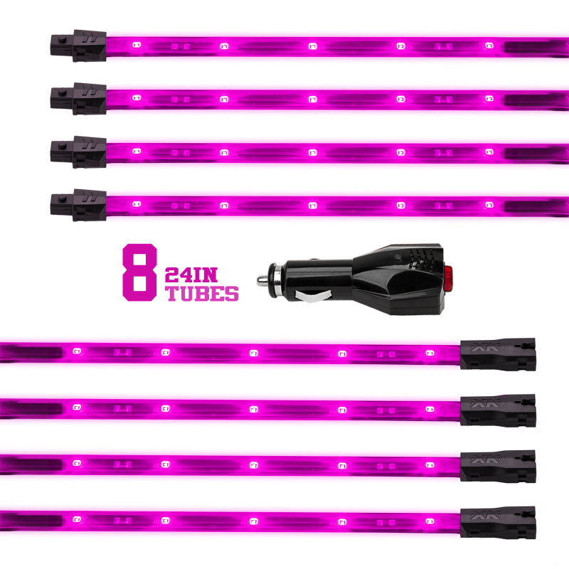 XK Glow Tube Single Color Underglow LED Accent Light Car/Truck Kit Pink - 8x24In Light Accessories and Wiring XKGLOW