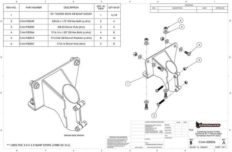 Camburg 07-21 Toyota Tundra 2wd/4wd Bolt-on Rear FOX 2.0 Bump Stop Mount Kit (S/O) Brake Rotors - 2 Piece Camburg