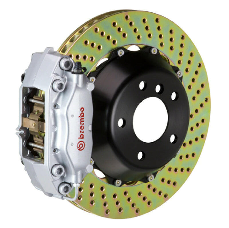 Brembo 93-98 Supra Rear GT BBK 4 Piston Cast 2pc 345x28 2pc Rotor Drilled-Silver Brake Kits - Performance Slot Brembo