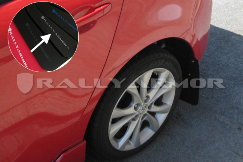 Rally Armor 10-13 Mazda3/Speed3 (Hatch/Sedan) Black UR Mud Flap w/Silver Logo Mud Flaps Rally Armor