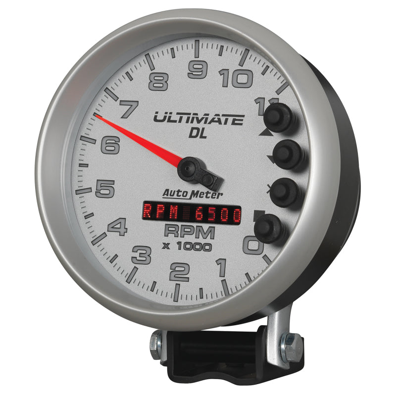 Autometer 5 inch Ultimate DL Playback Tachometer 11000 RPM - Silver Performance Monitors AutoMeter