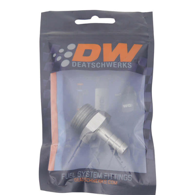 DeatschWerks 10AN ORB Male to 3/8in Male Triple Barb Fitting (Incl O-Ring) - Anodized DW Titanium Fittings DeatschWerks