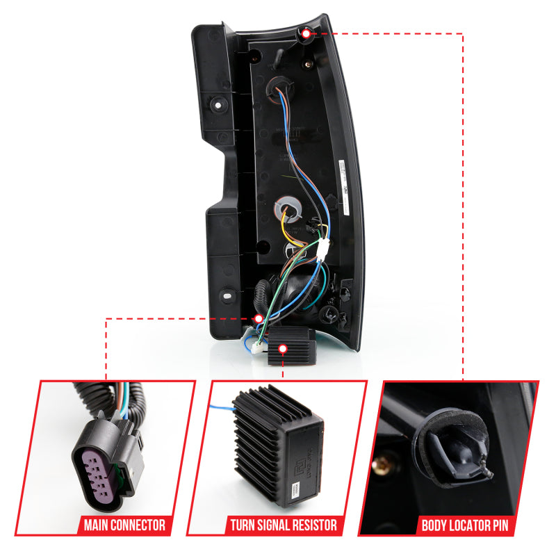 ANZO 2007-2014 Chevy Tahoe LED Taillight Plank Style Black w/Smoke Lens Tail Lights ANZO