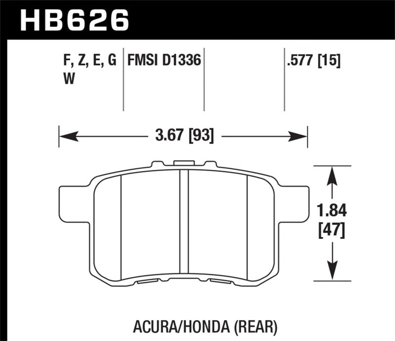 Hawk 08-10 Honda Accord 2.4L/3.0L/3.5L / 09-10 Acura TST 2.4L HPS Street Rear Brake Pads Brake Pads - Performance Hawk Performance