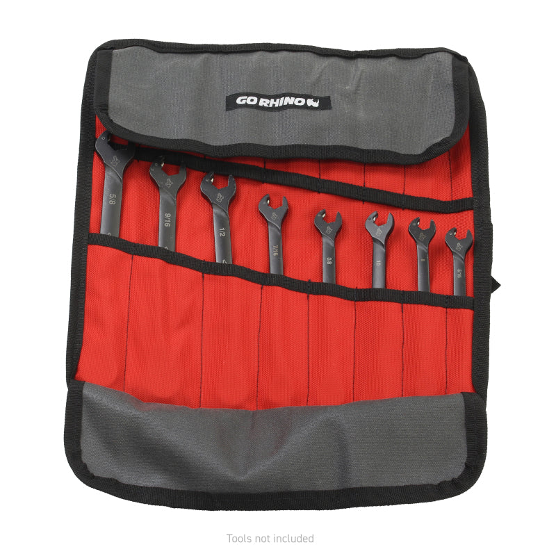Go Rhino XVenture Gear Tool Wrench Roll - Small (3.5x3.5in. Closed) 12oz Waxed Canvas - Black Cargo Boxes & Bags Go Rhino