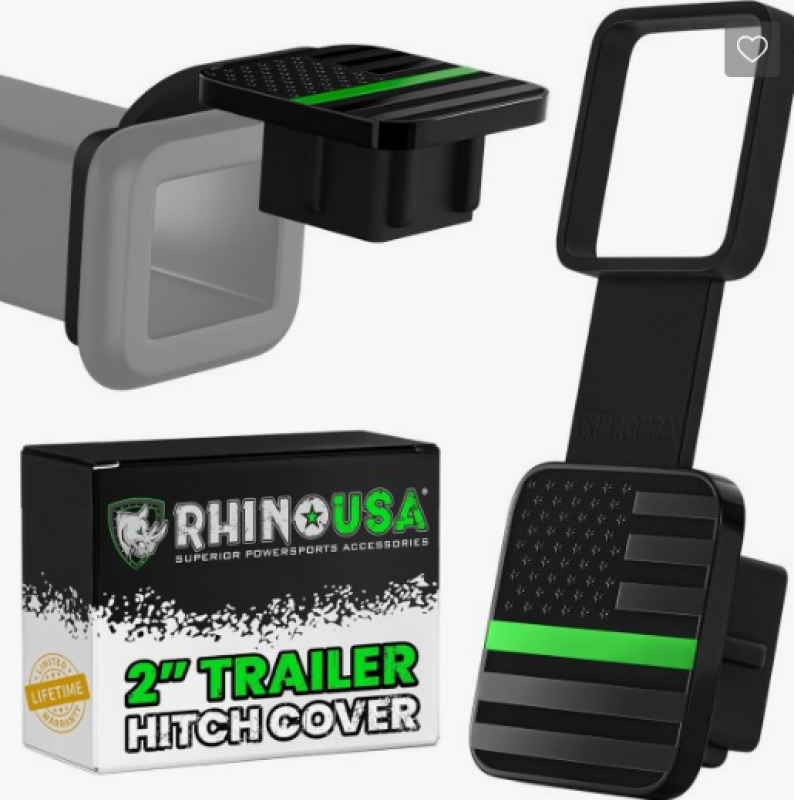 Rhino USA 2In American Flag Hitch Cover - Black & Green Hitch Accessories Rhino USA