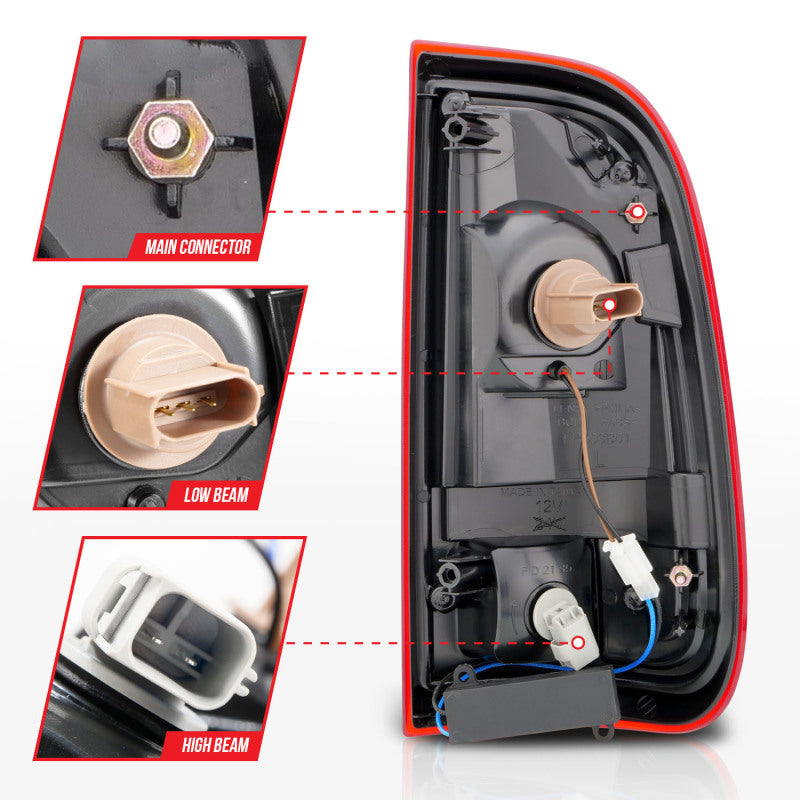 ANZO 2008-2016 Ford F-250 LED Taillights Chrome Housing Red/Clear Lens (Pair) Tail Lights ANZO