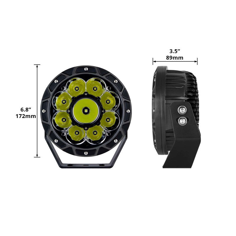 XK Glow Combo Beam Offroad Round Work Light Kit 2pc 7in 44W Light Accessories and Wiring XKGLOW