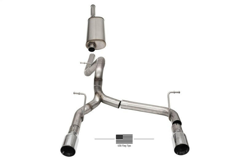 Corsa 2018-2025 Jeep Wrangler JLU 3.6L 2.75in Sport Cat-Back Exhaust w/ American Flag Tips Catback CORSA Performance