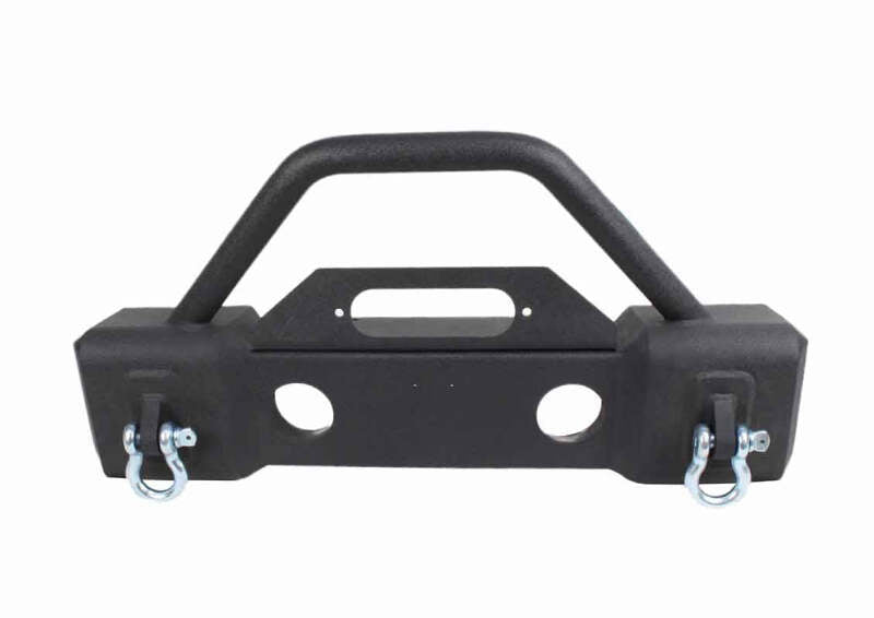 Fishbone Offroad 07-18 Jeep Wrangler JK Stubby Bumper W/Tube Guard - Black Texured Powdercoated Bumpers - Steel Fishbone Offroad