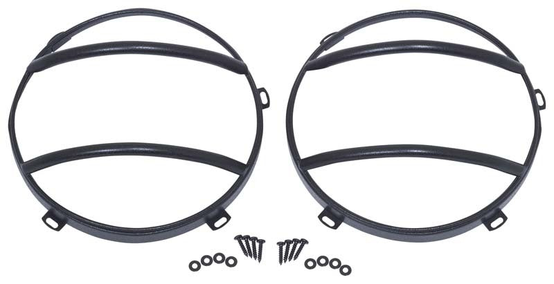 Kentrol 07-18 Jeep Wrangler JK Euro Headlight Guards Pair - Textured Black Headlights Kentrol