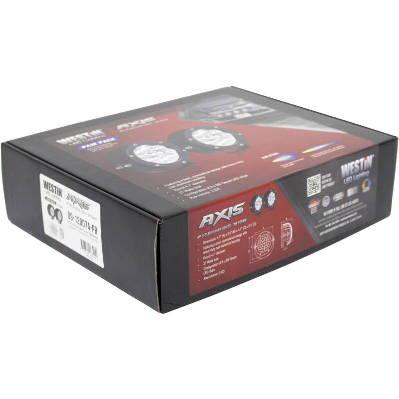 Westin Axis LED Auxiliary Light 4.75 inch Round Spot w/3W Osram (Set of 2) - Black Light Bars & Cubes Westin